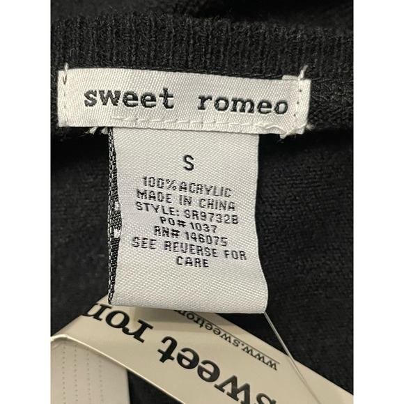 Sweet Romeo Pullover Sweater Long Sleeve Jewel Neck Side Slits Black W US S NWT - Picture 9 of 9